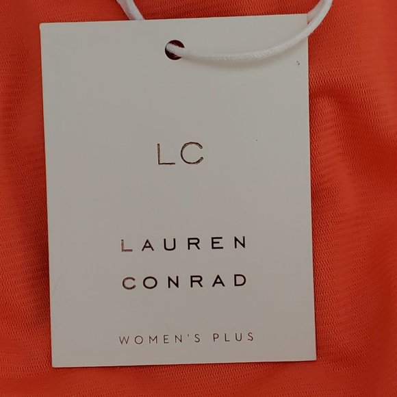 LC Lauren Conrad Orange Ruffle Sleeve Strappy V-Back Textured Top NEW NWT 1X - Picture 11 of 13